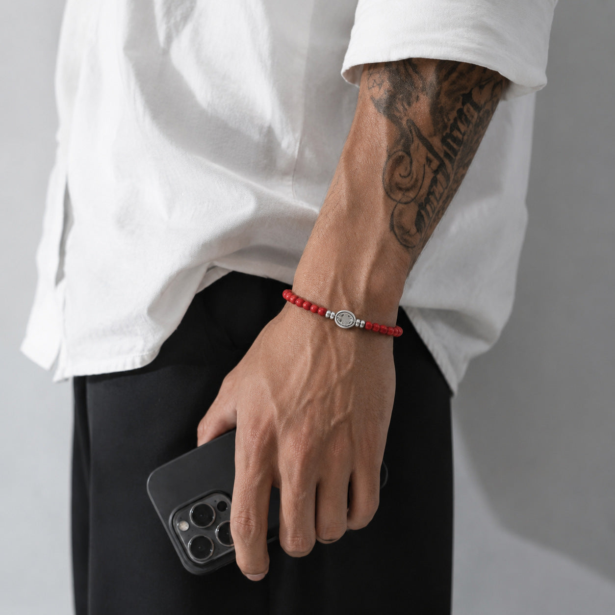 Handmade Nordic Style Cross Bracelet With Natural Stone, Unisex Design Perfect For Festival Wear