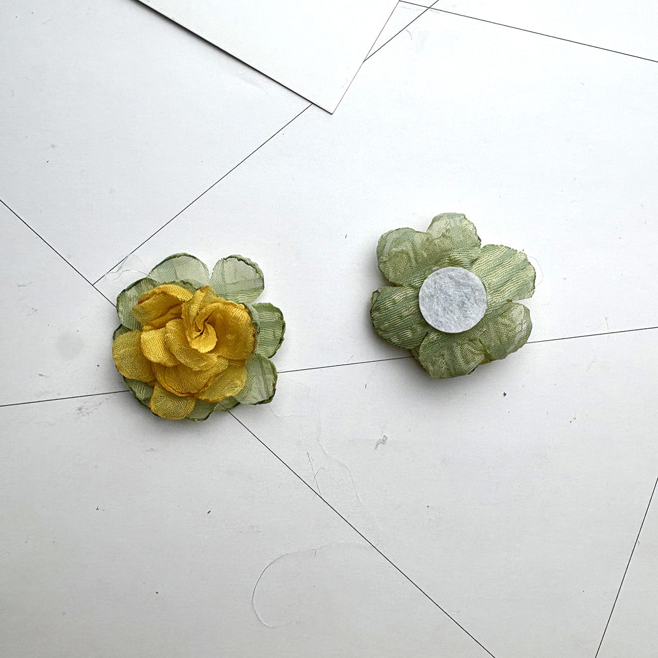Handmade Cloth Flowers Earring Findings In Beige, Retro Style Jewelry Accessories