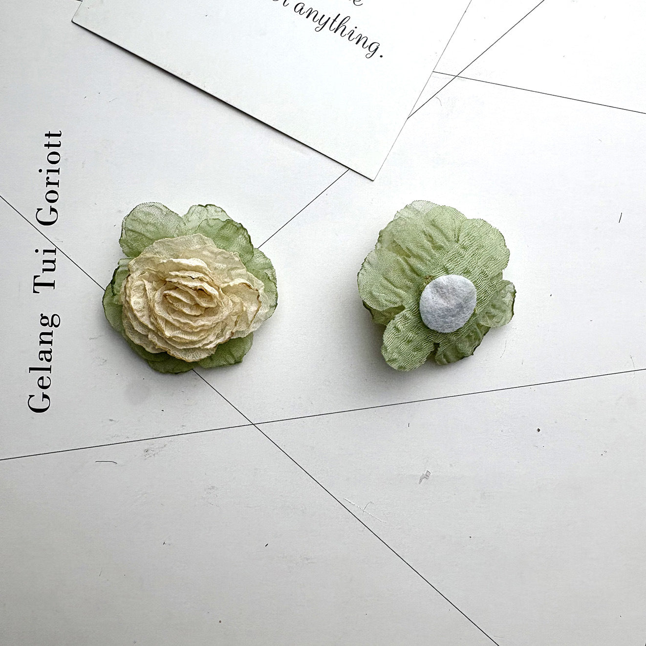 Handmade Cloth Flowers Earring Findings In Beige, Retro Style Jewelry Accessories