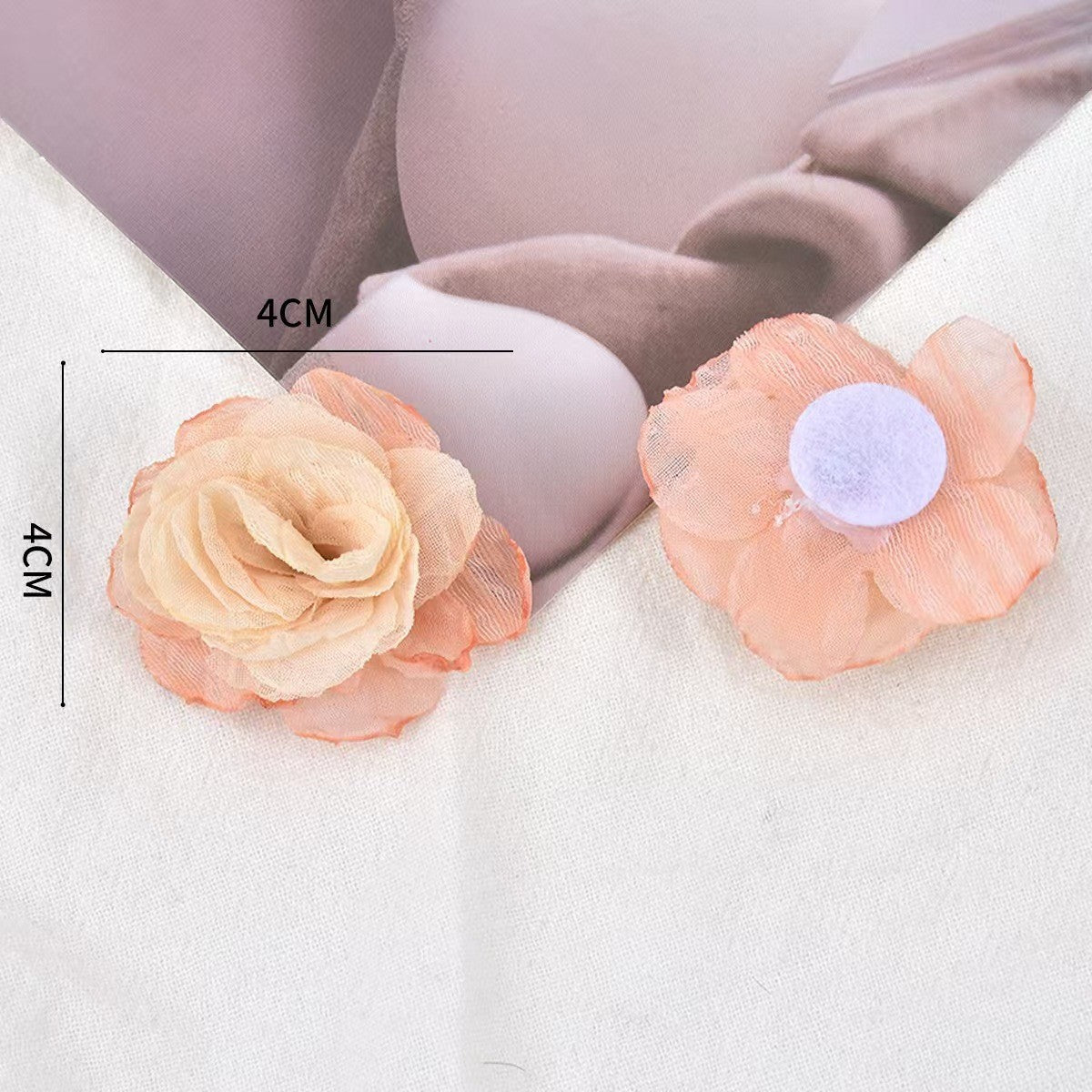 Handmade Cloth Flowers Earring Findings In Beige, Retro Style Jewelry Accessories