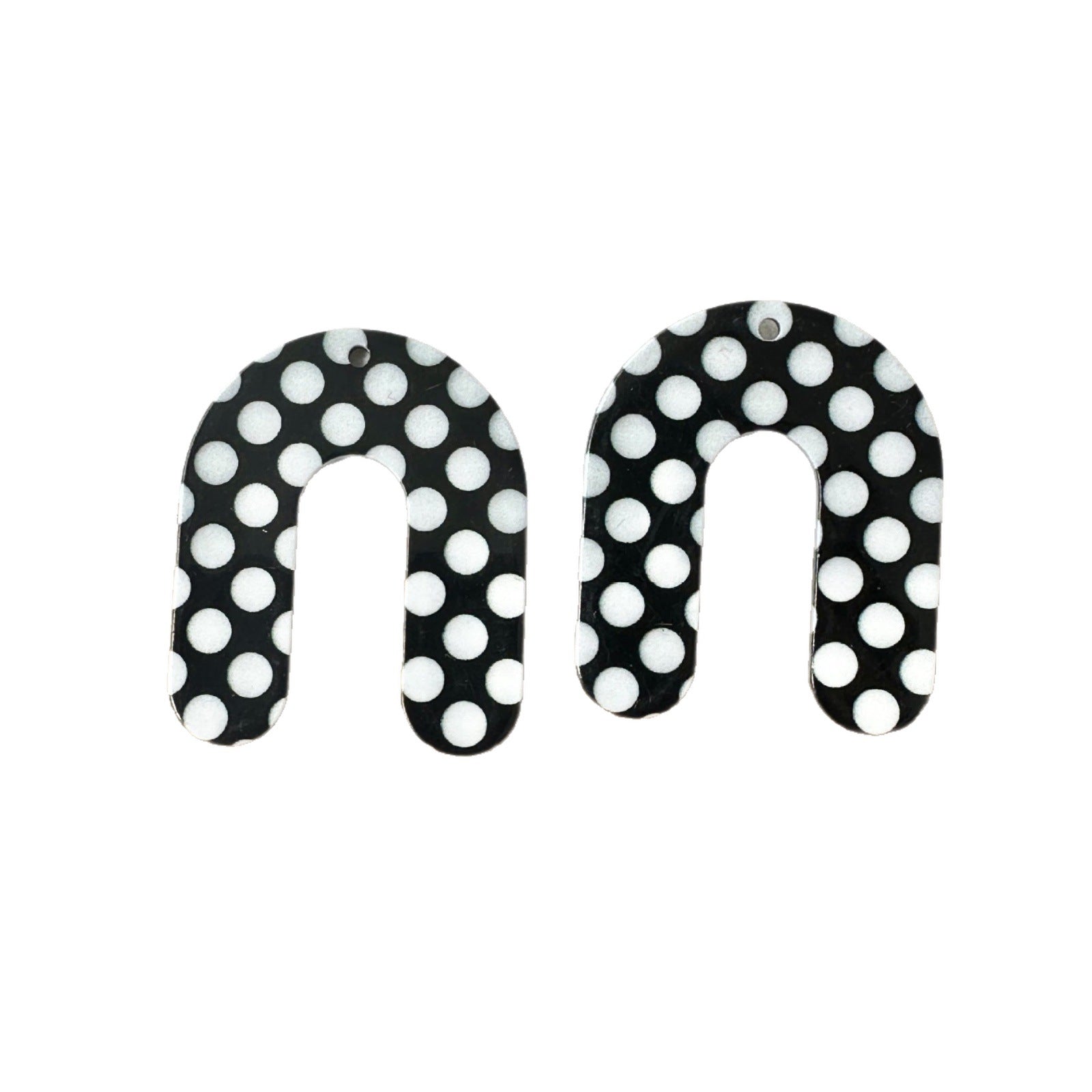 Heart Shape Acrylic Earring Findings Featuring Electroplated Craftsmanship In Dyed Black For Retro Jewelry Accessories