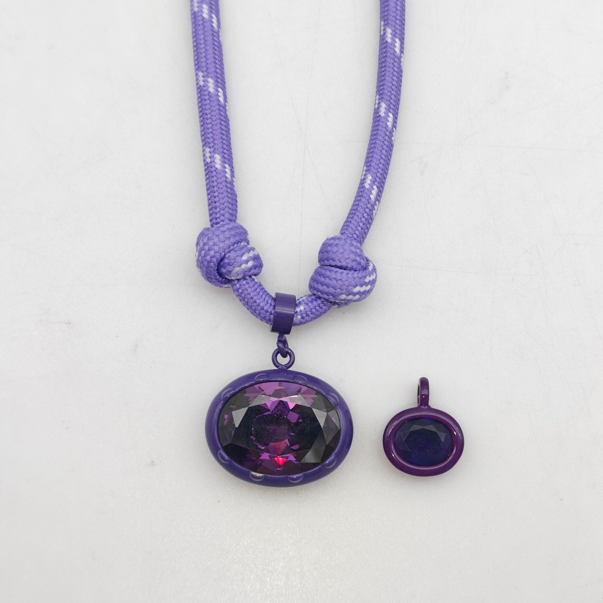 Geometric Unisex Pendant Necklace With Brass And Zircon Inlay, Twisted Rope Chain In Vibrant Colour