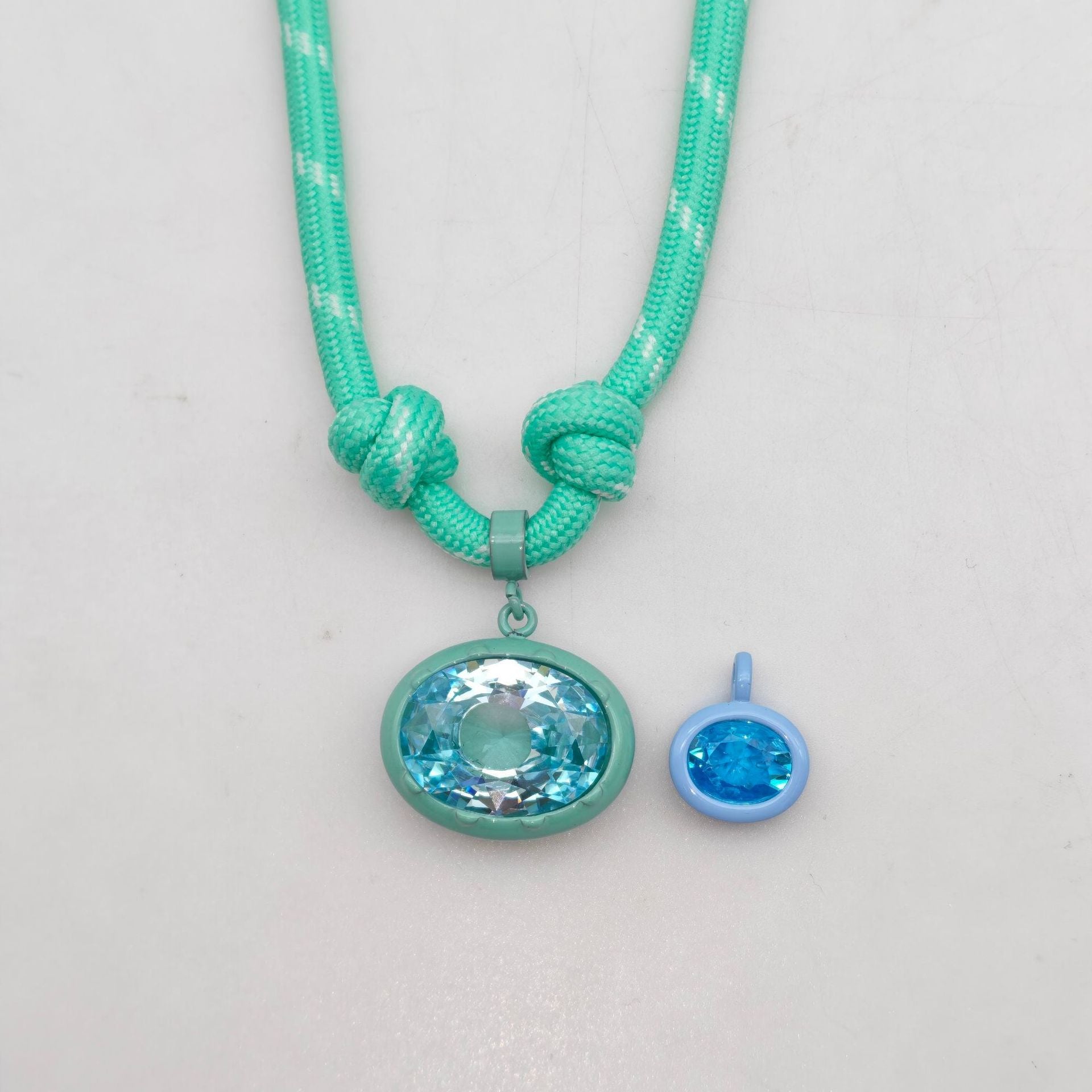 Geometric Unisex Pendant Necklace With Brass And Zircon Inlay, Twisted Rope Chain In Vibrant Colour