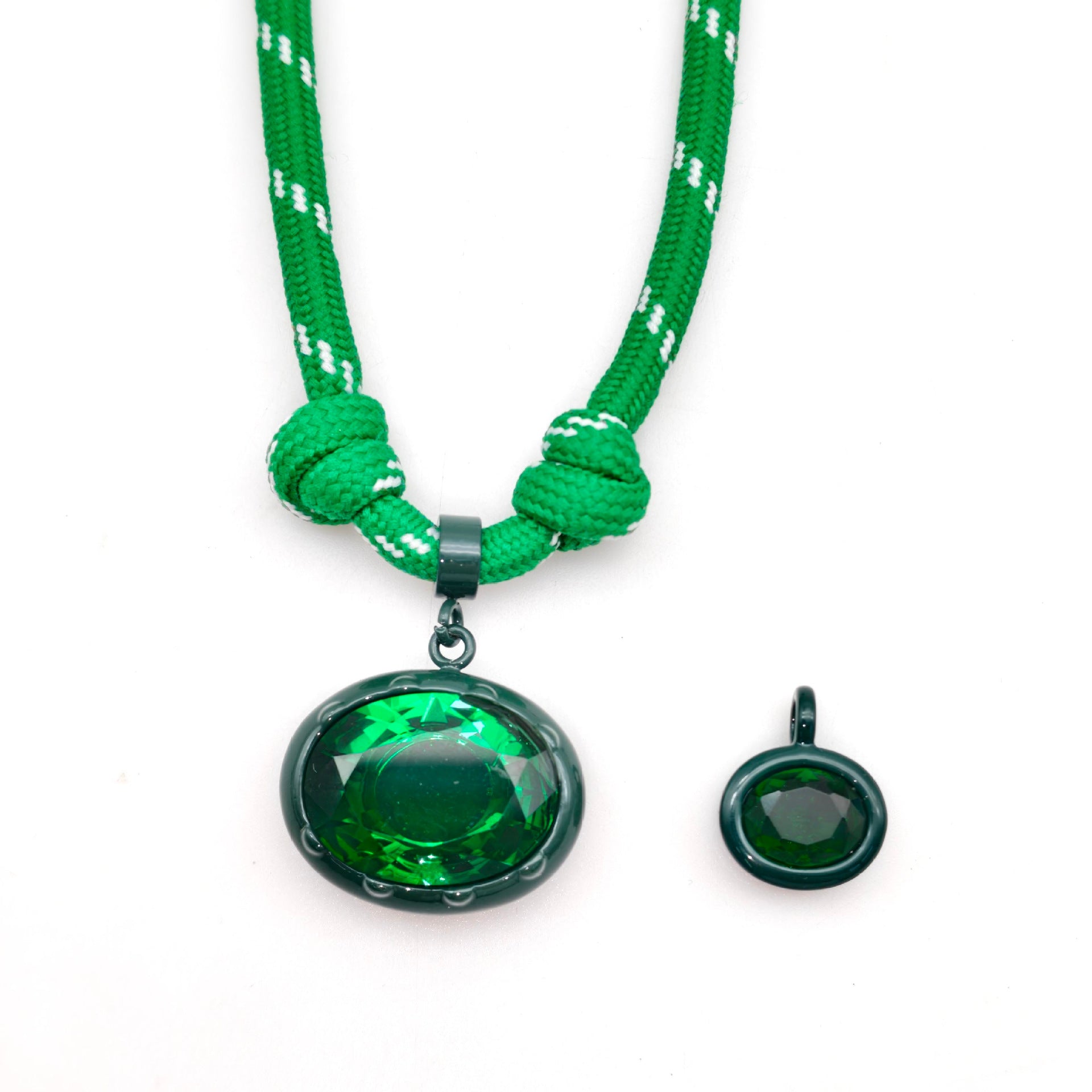 Geometric Unisex Pendant Necklace With Brass And Zircon Inlay, Twisted Rope Chain In Vibrant Colour