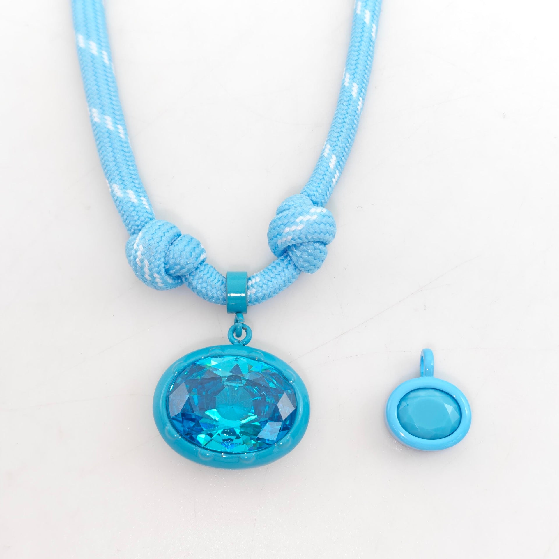 Geometric Unisex Pendant Necklace With Brass And Zircon Inlay, Twisted Rope Chain In Vibrant Colour