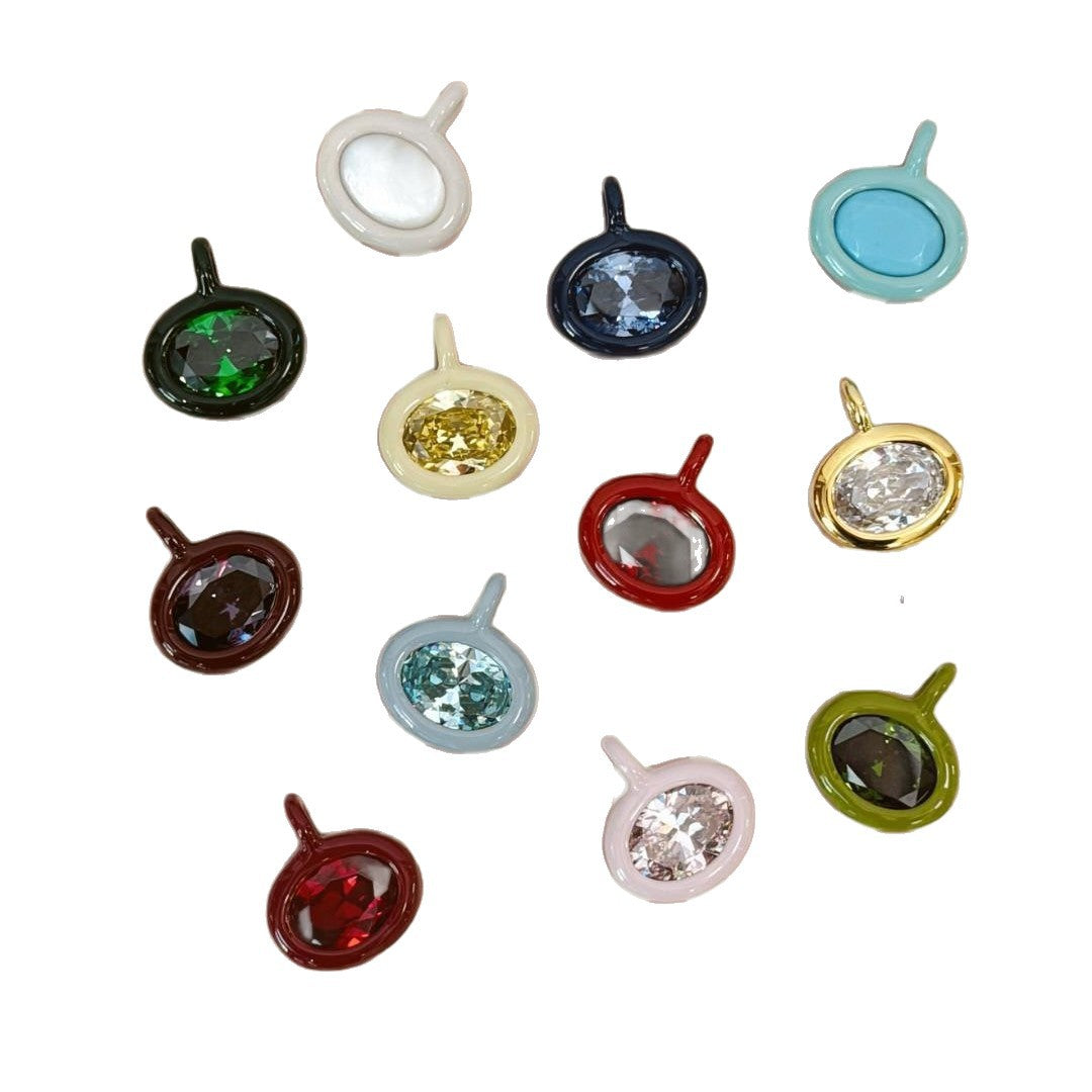 Geometric Unisex Pendant Necklace With Brass And Zircon Inlay, Twisted Rope Chain In Vibrant Colour