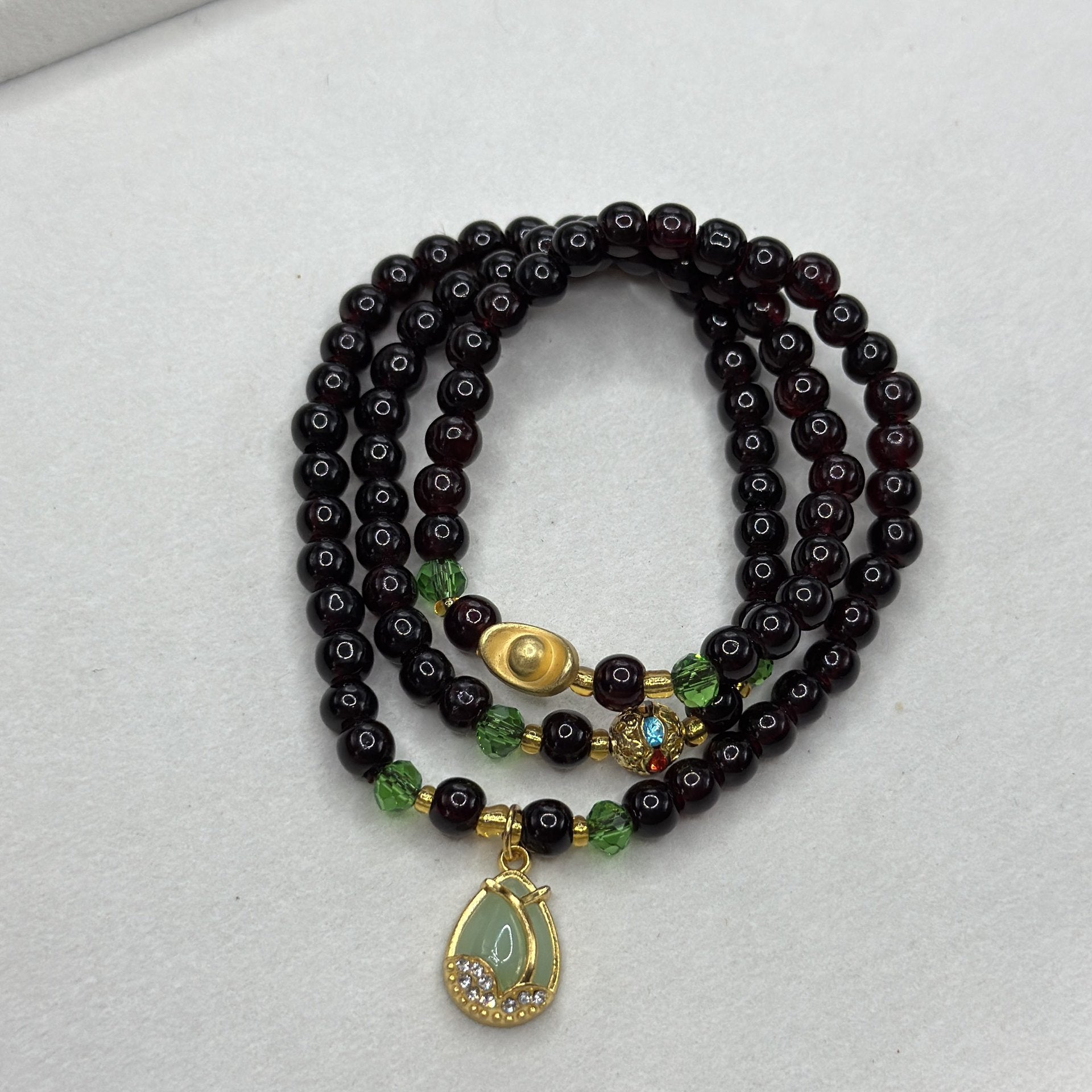 Handmade Glass Gem Bracelet For Women With Natural Stone Inlay, Perfect Birthday Gift