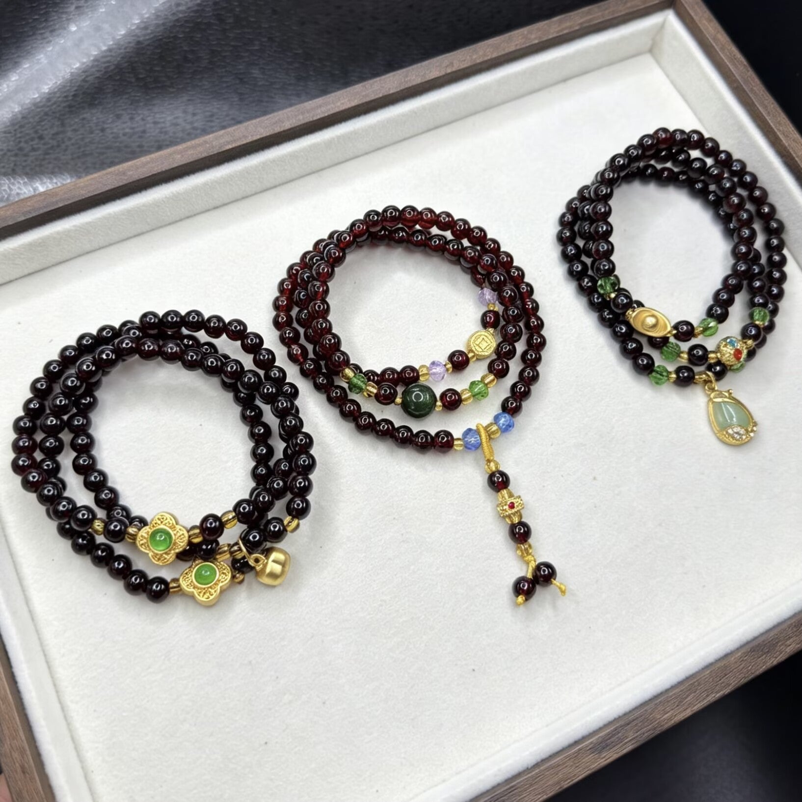 Handmade Glass Gem Bracelet For Women With Natural Stone Inlay, Perfect Birthday Gift
