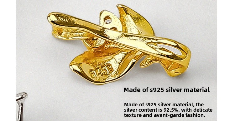 Leaves 925 Sterling Silver Jewelry Buckle With Electroplated Finish In Simple Style Silver Jewelry Accessories