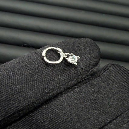 Cross Ear Cartilage Rings & Studs For Women In Simple Style, Copper Material With Electroplated Gold Plating And Zircon Inlay