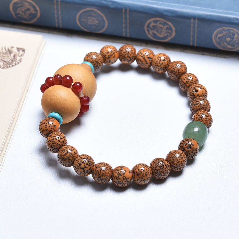 Geometric Ethnic Style Rosary With Yellow Wooden Beads Beading For Unisex