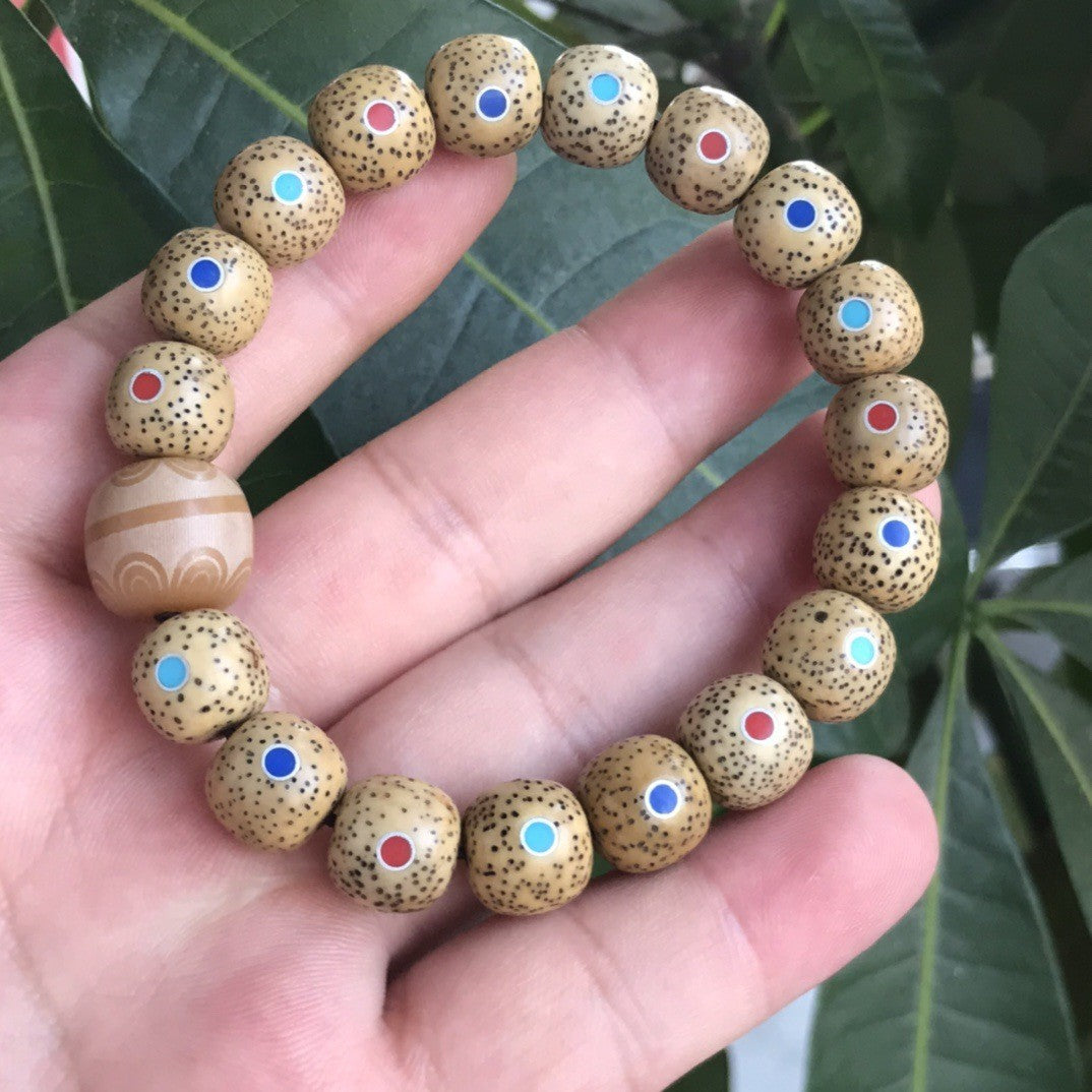 Geometric Ethnic Style Rosary With Yellow Wooden Beads Beading For Unisex
