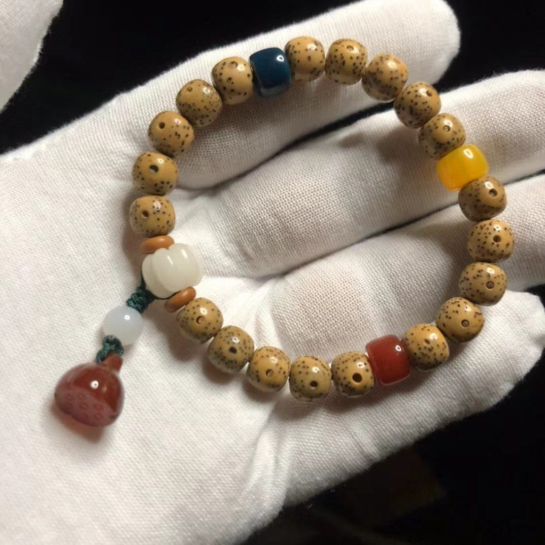 Geometric Ethnic Style Rosary With Yellow Wooden Beads Beading For Unisex