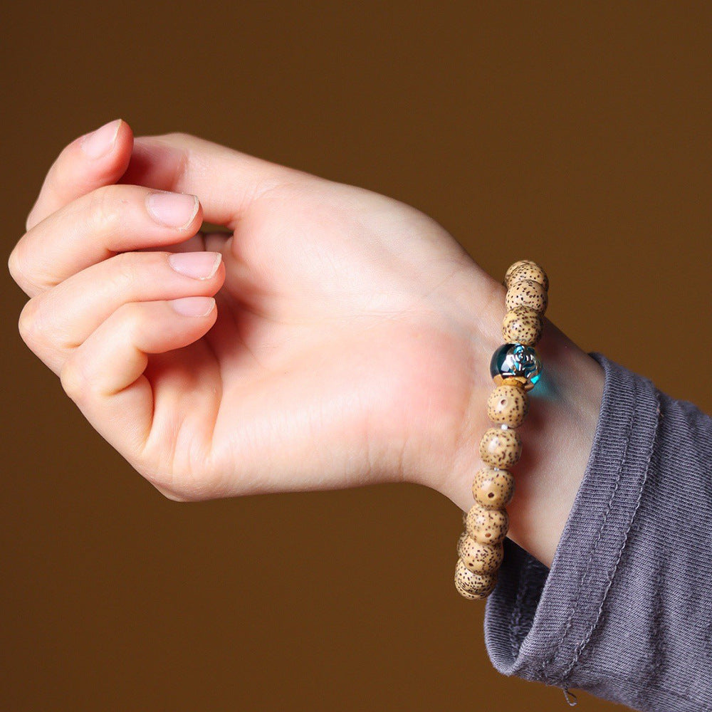Geometric Ethnic Style Rosary With Yellow Wooden Beads Beading For Unisex