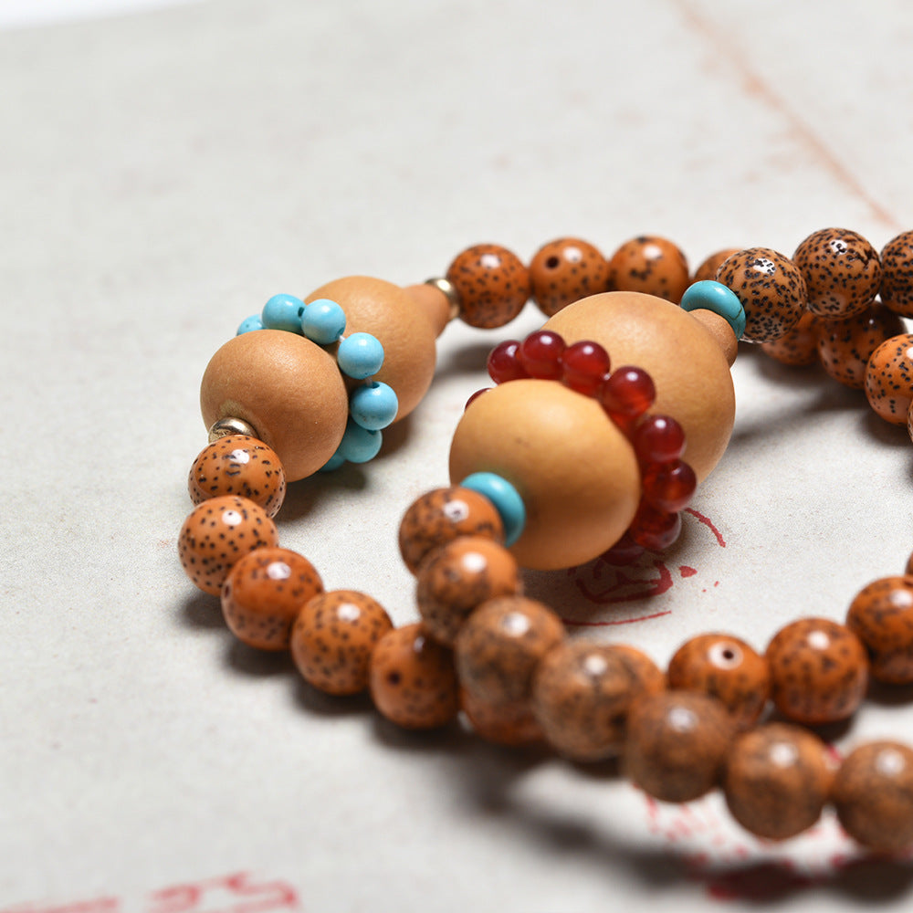Geometric Ethnic Style Rosary With Yellow Wooden Beads Beading For Unisex