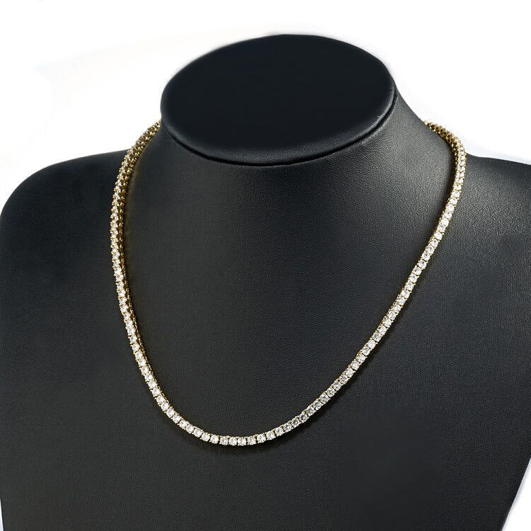 Men's Hip-Hop Gold Necklace With 925 Sterling Silver Pendant And Zircon Inlay On Cuban Link Chain