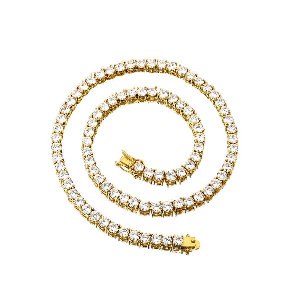 Men's Hip-Hop Gold Necklace With 925 Sterling Silver Pendant And Zircon Inlay On Cuban Link Chain