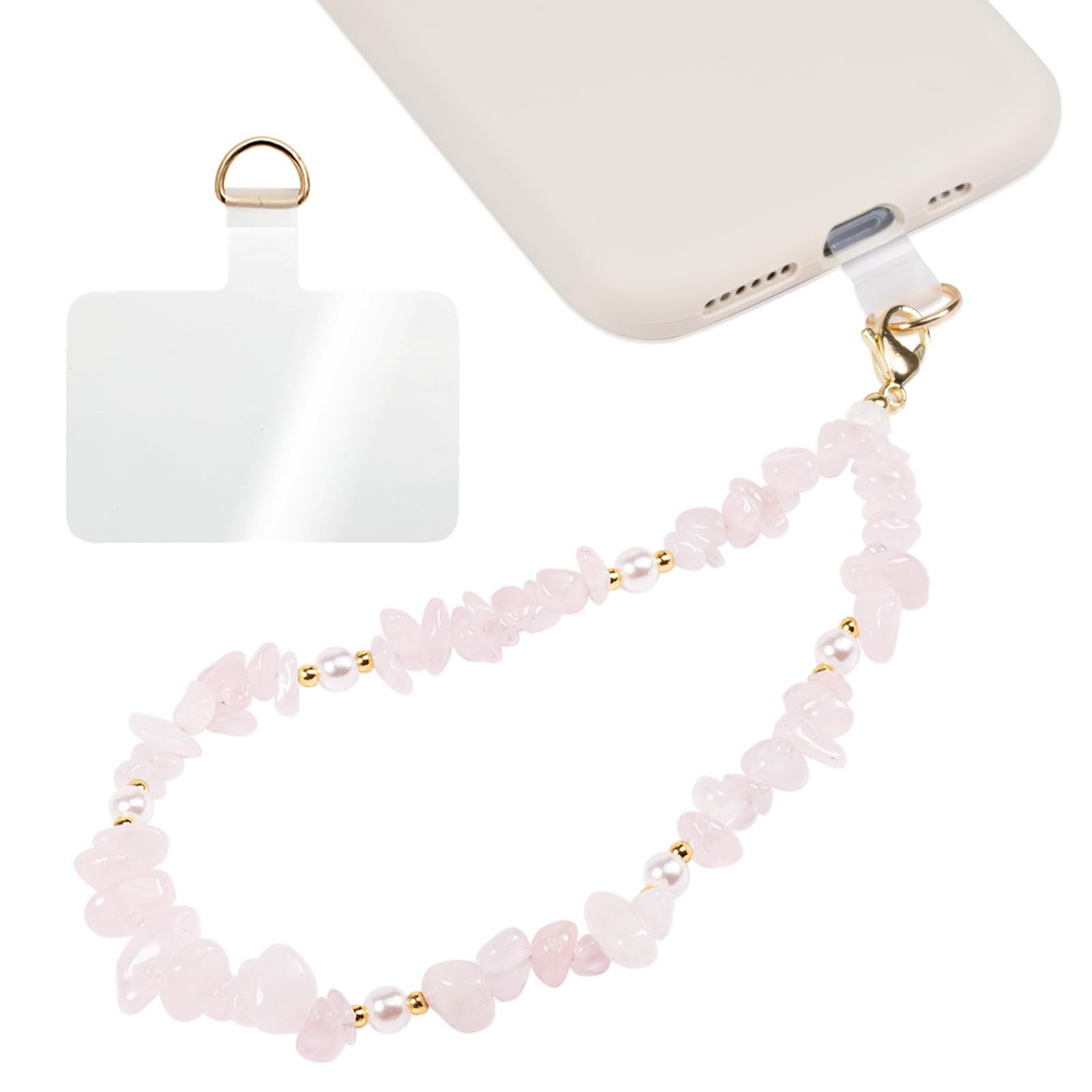 Handmade Irregular Gold Mobile Phone Chain With Natural Stone In Simple Style