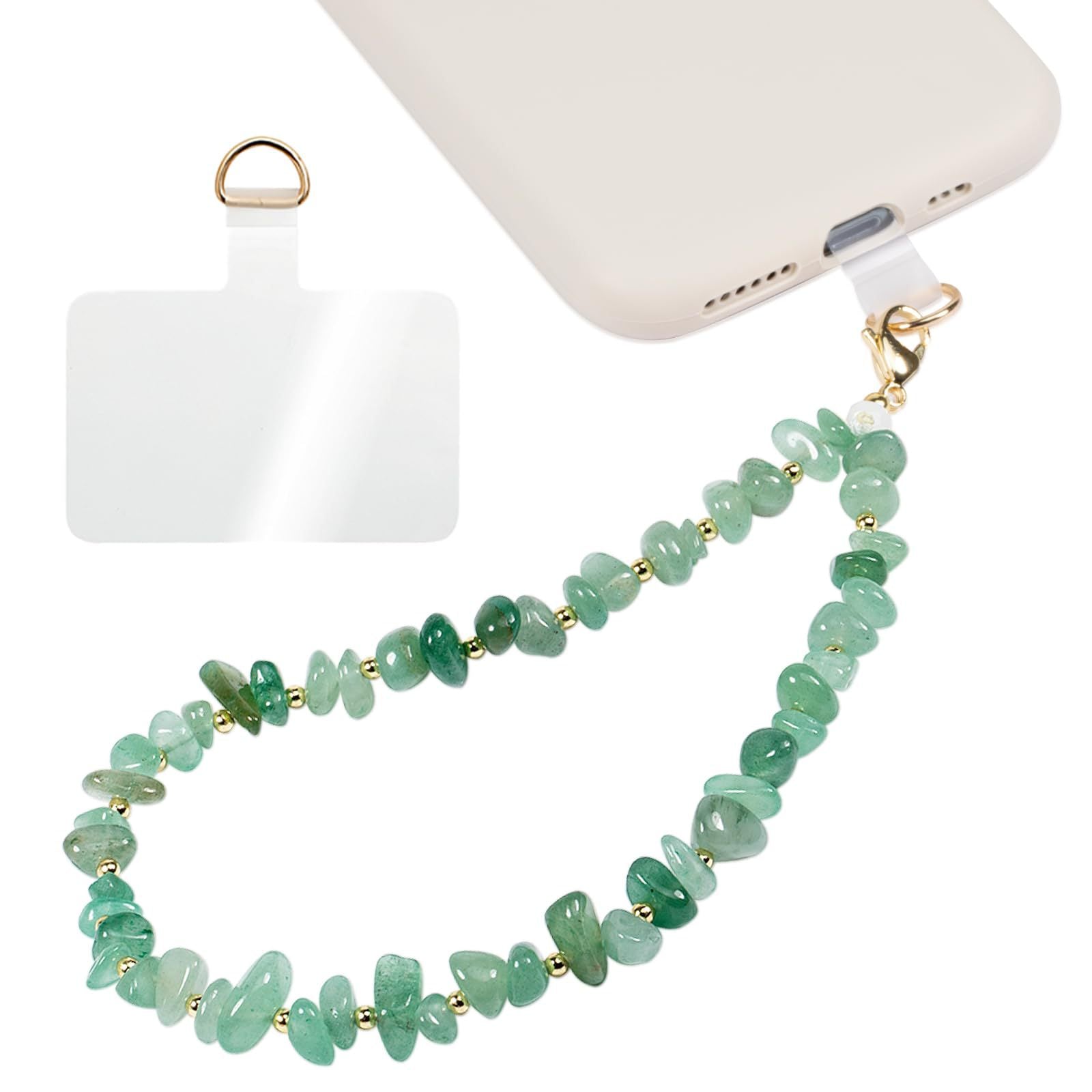 Handmade Irregular Gold Mobile Phone Chain With Natural Stone In Simple Style