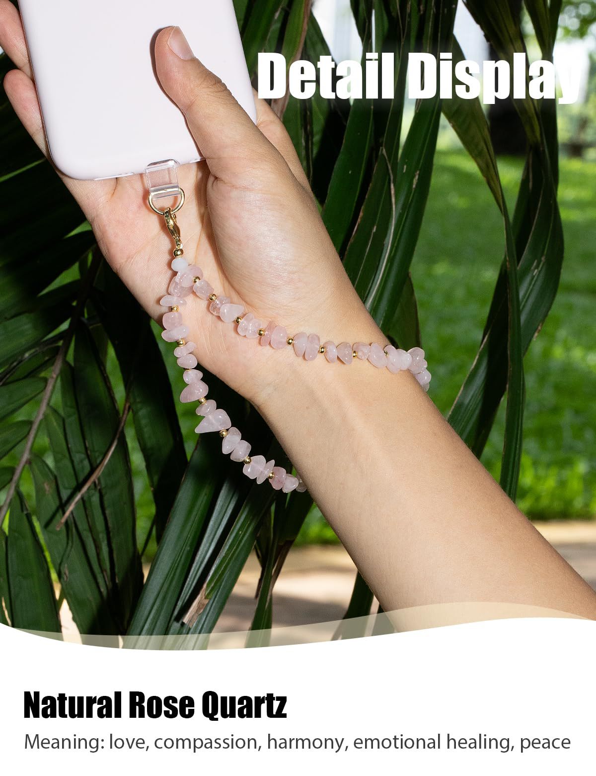 Handmade Irregular Gold Mobile Phone Chain With Natural Stone In Simple Style