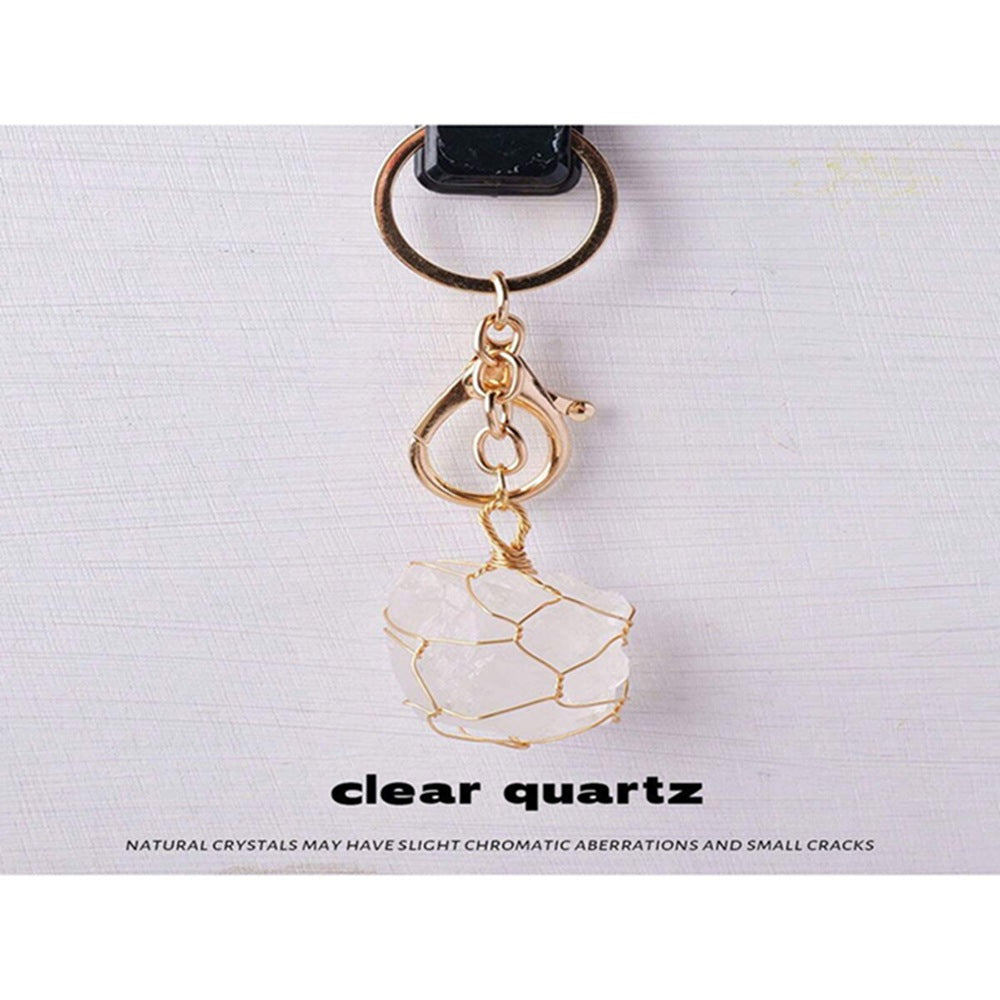 Teachers' Day Gold Metal Key Chain Featuring February Birthstone Amethyst Stone Inlay