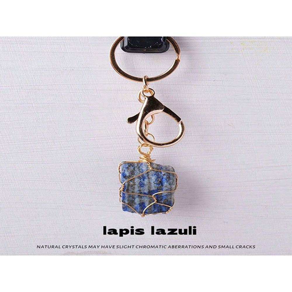 Teachers' Day Gold Metal Key Chain Featuring February Birthstone Amethyst Stone Inlay