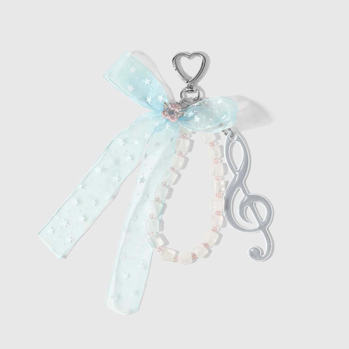 Blue Bow Tie Key Chain Made Of Polyester Featuring Natural Stone Inlay