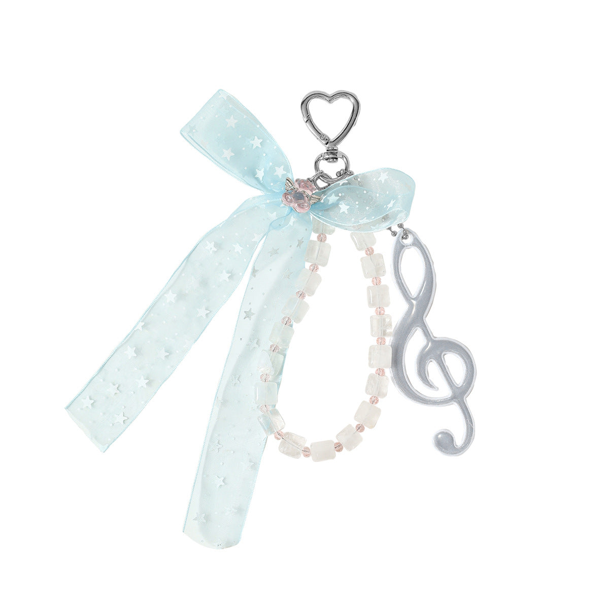 Blue Bow Tie Key Chain Made Of Polyester Featuring Natural Stone Inlay