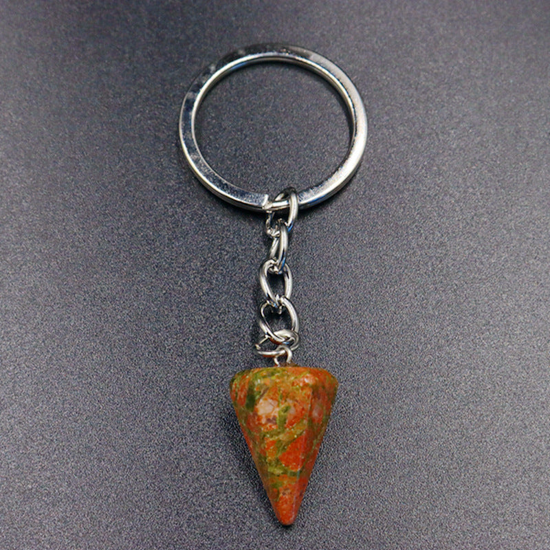 Crystal Key Chain Featuring Agate Inlay For Elegant And Durable Style