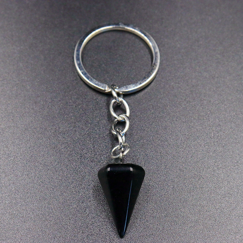 Crystal Key Chain Featuring Agate Inlay For Elegant And Durable Style