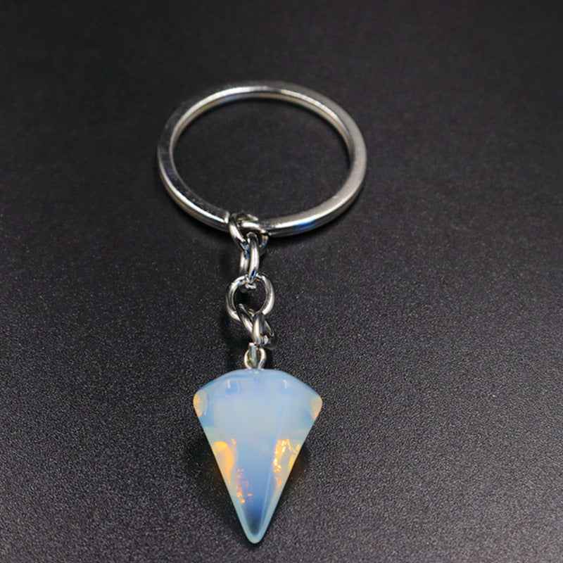 Crystal Key Chain Featuring Agate Inlay For Elegant And Durable Style