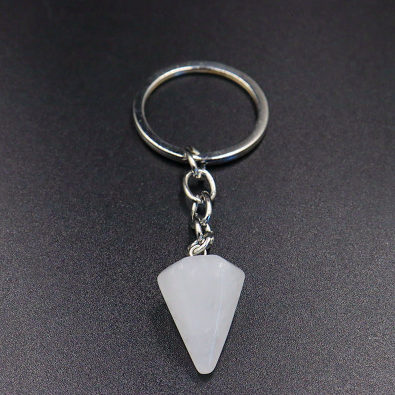 Crystal Key Chain Featuring Agate Inlay For Elegant And Durable Style