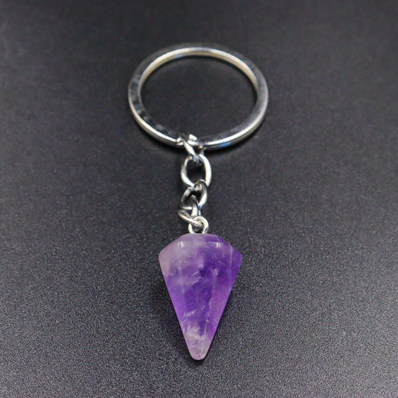 Crystal Key Chain Featuring Agate Inlay For Elegant And Durable Style
