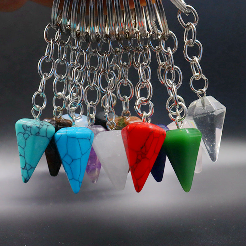 Crystal Key Chain Featuring Agate Inlay For Elegant And Durable Style