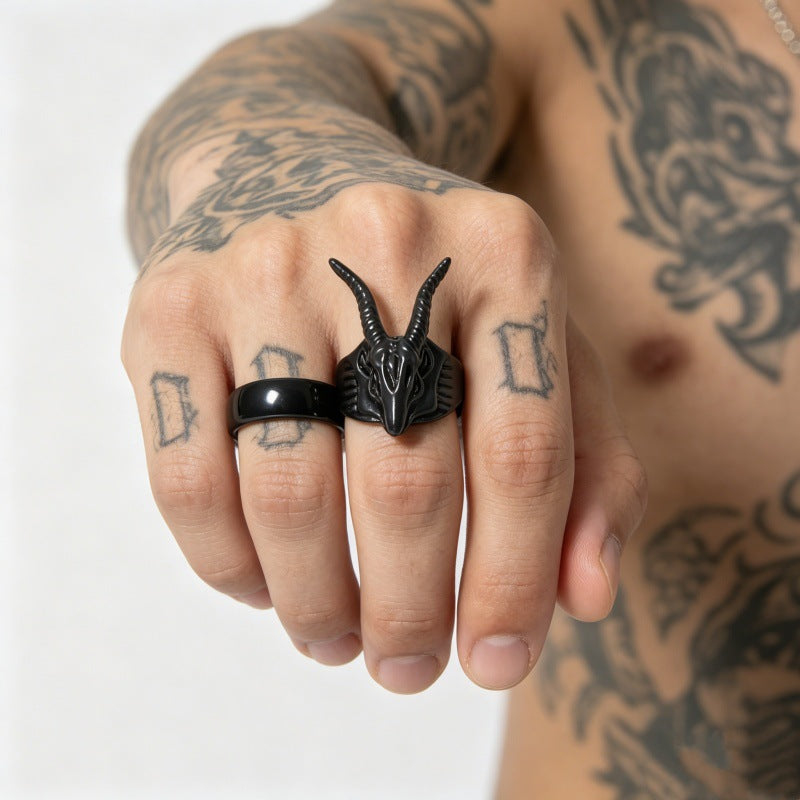 Hip-Hop Totem Ring For Unisex Featuring Electroplated Zinc Alloy Material