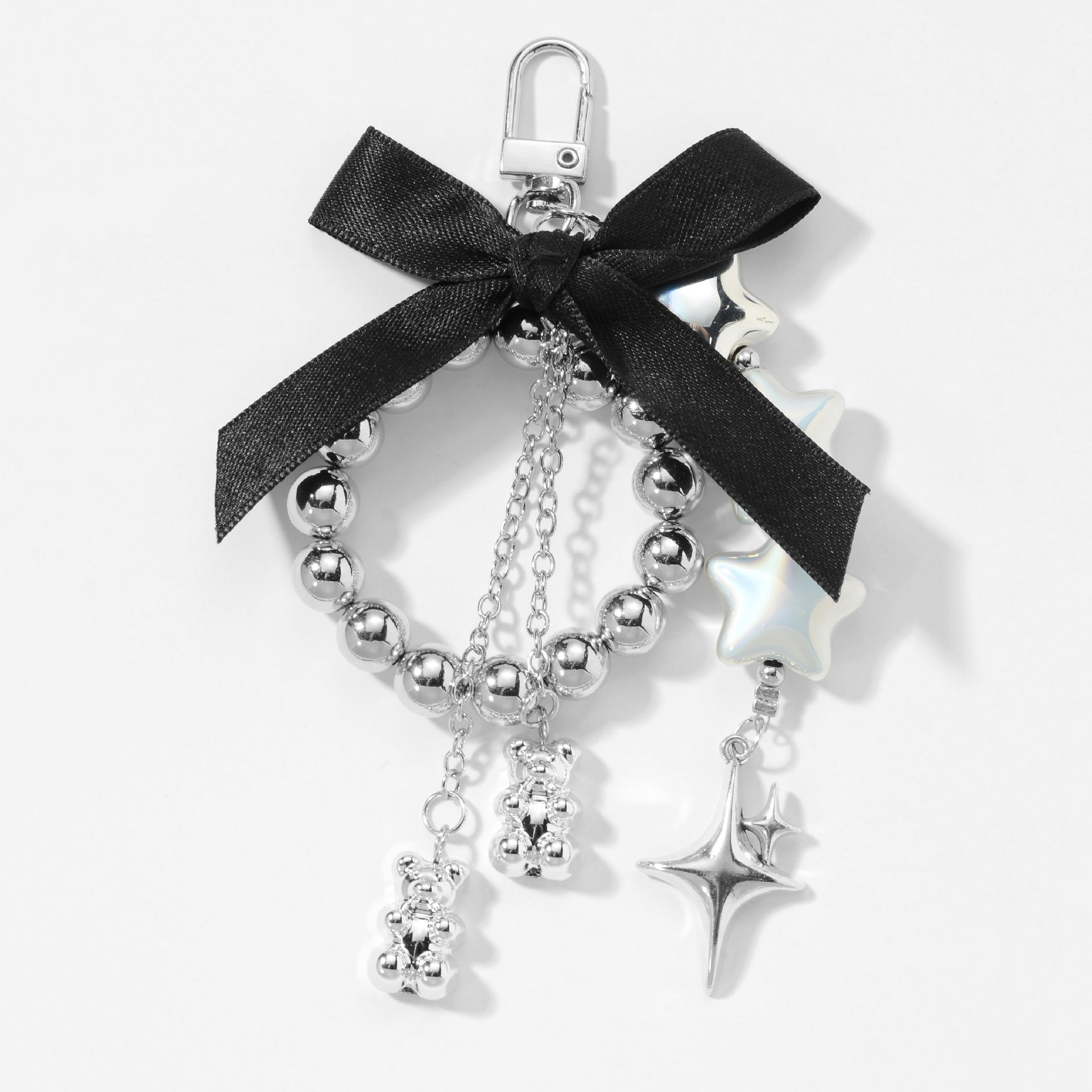 Bear Key Chain In Dyed Black Featuring Durable Zinc Material