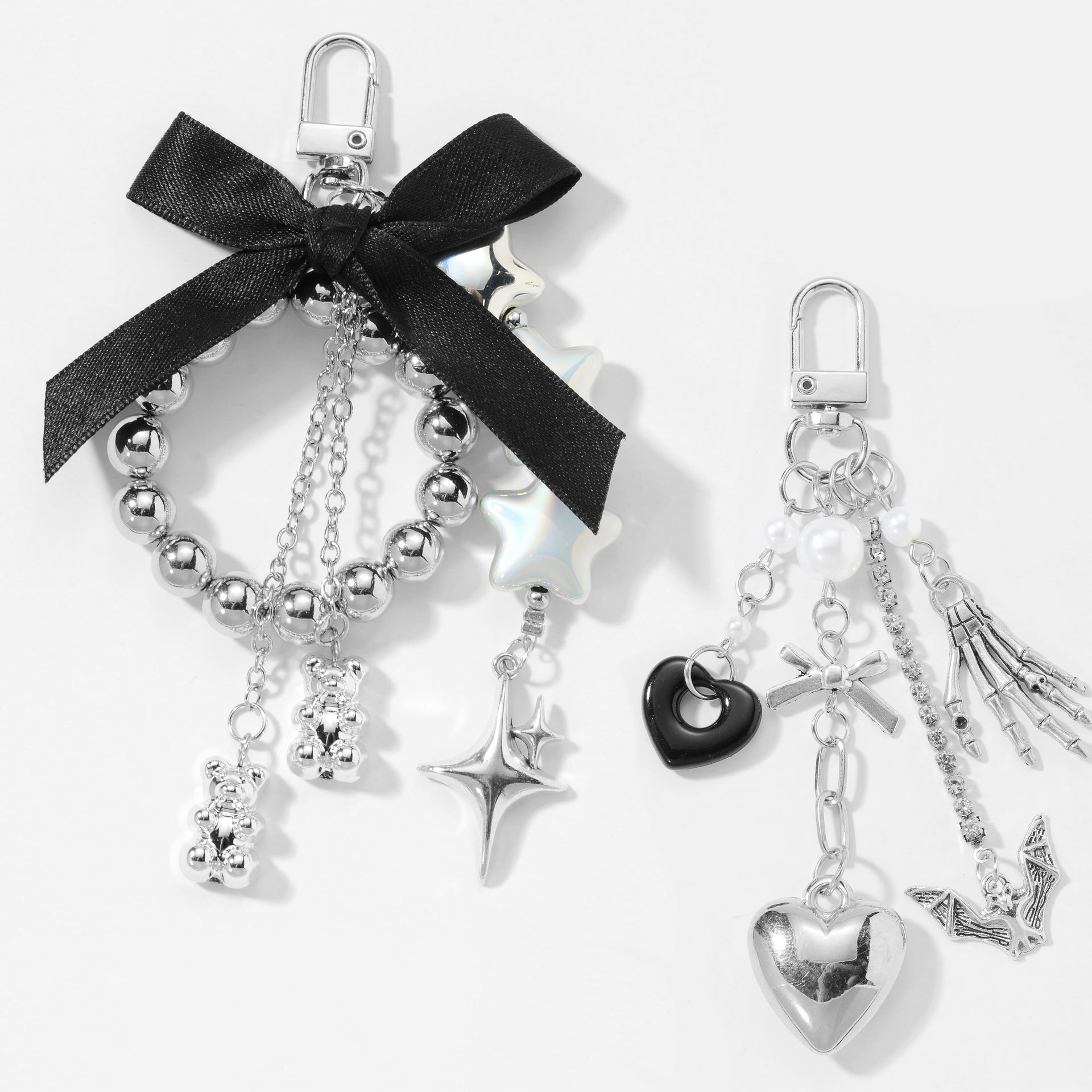 Bear Key Chain In Dyed Black Featuring Durable Zinc Material