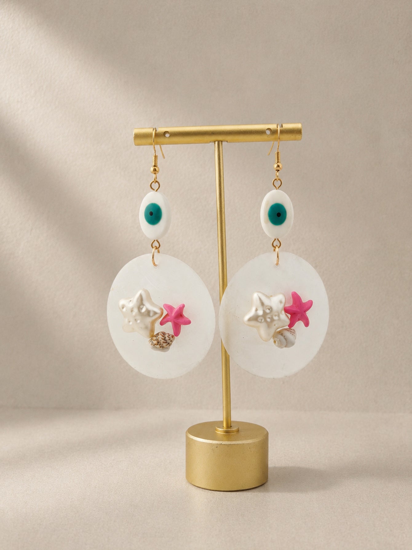 Devil's Eye Luxurious Blue Shell Drop Earrings For Women Featuring Shell Inlay