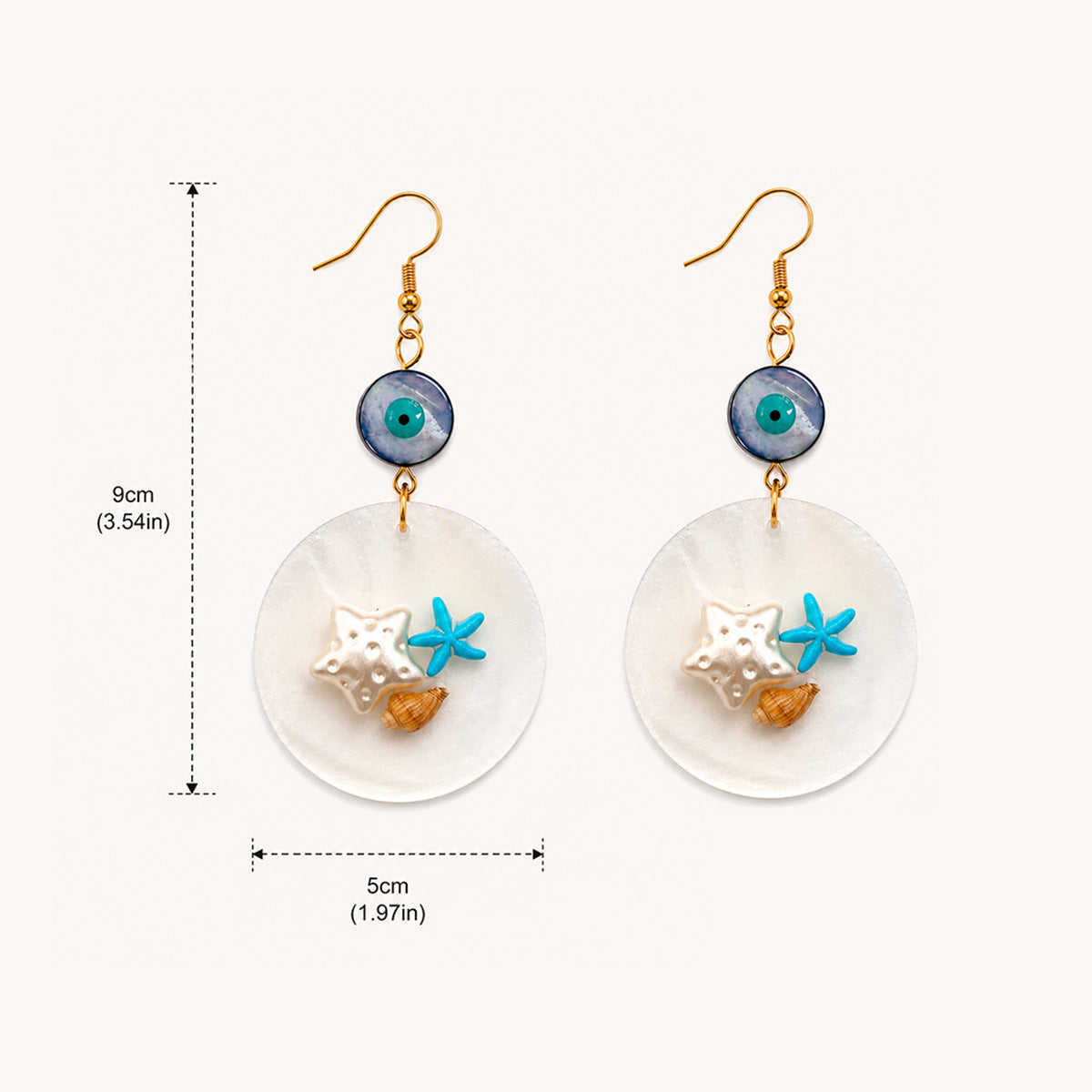 Devil's Eye Luxurious Blue Shell Drop Earrings For Women Featuring Shell Inlay