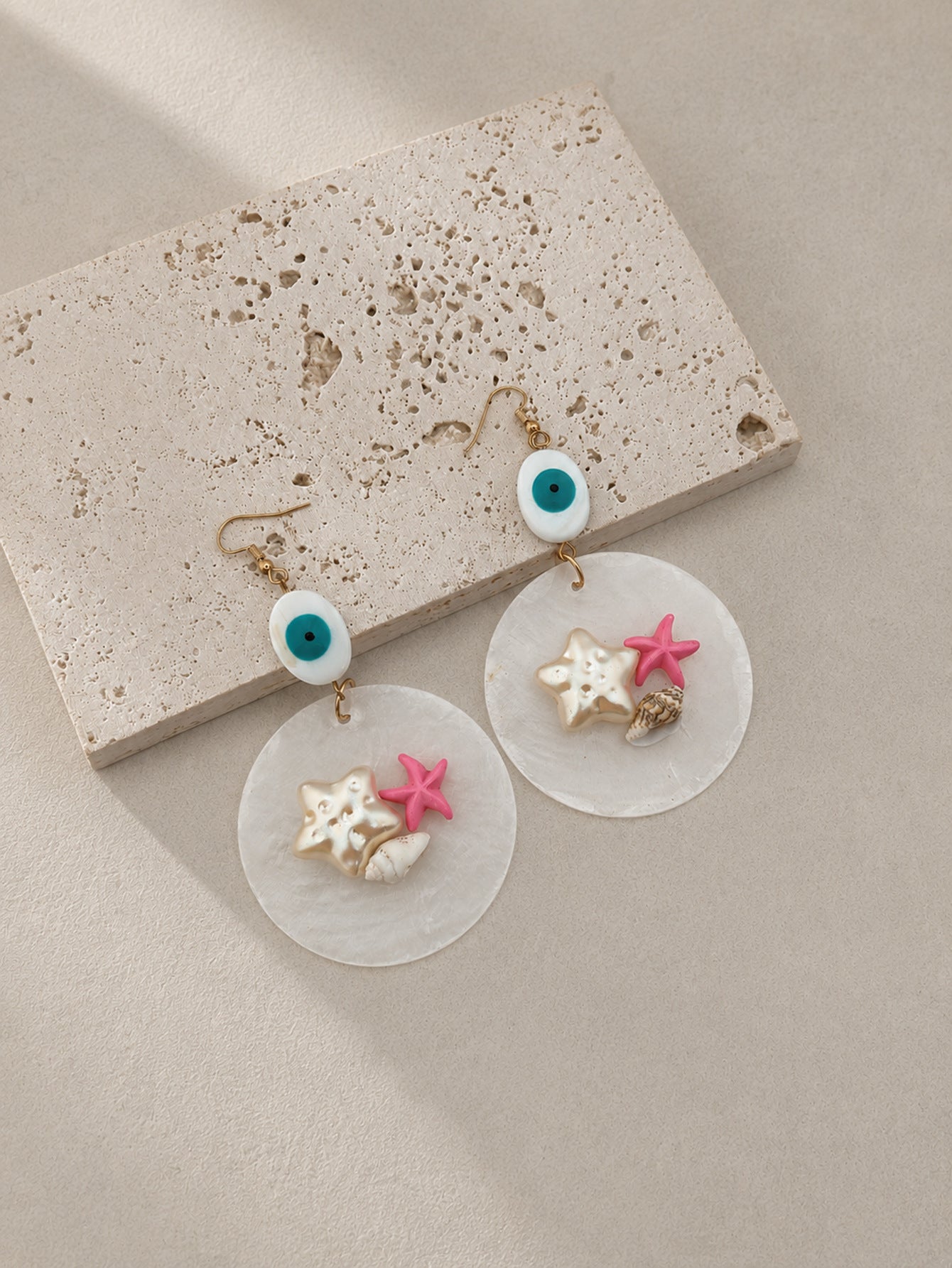 Devil's Eye Luxurious Blue Shell Drop Earrings For Women Featuring Shell Inlay