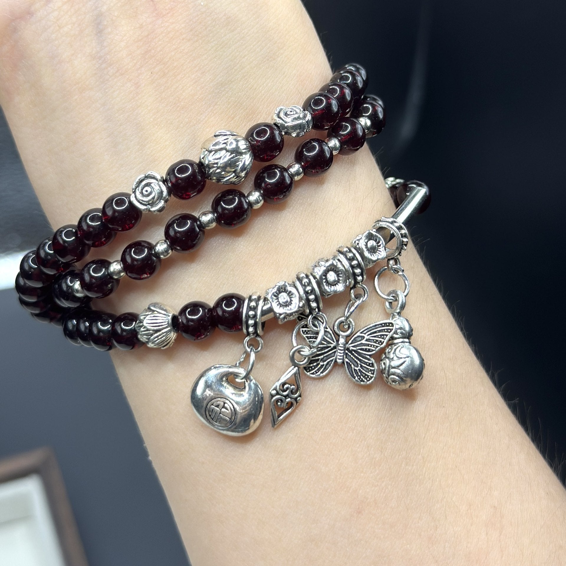 Butterfly Beading Bracelet For Women In Silver With Glass Beads, Perfect For Festival Wear