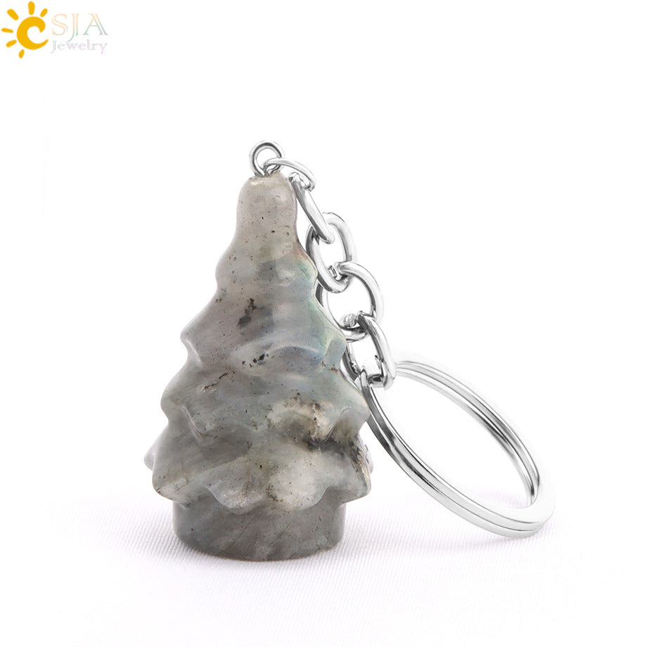 Christmas Tree Key Chain In Alloy With Multicolor Crystal Inlay, Festive Holiday Accessory