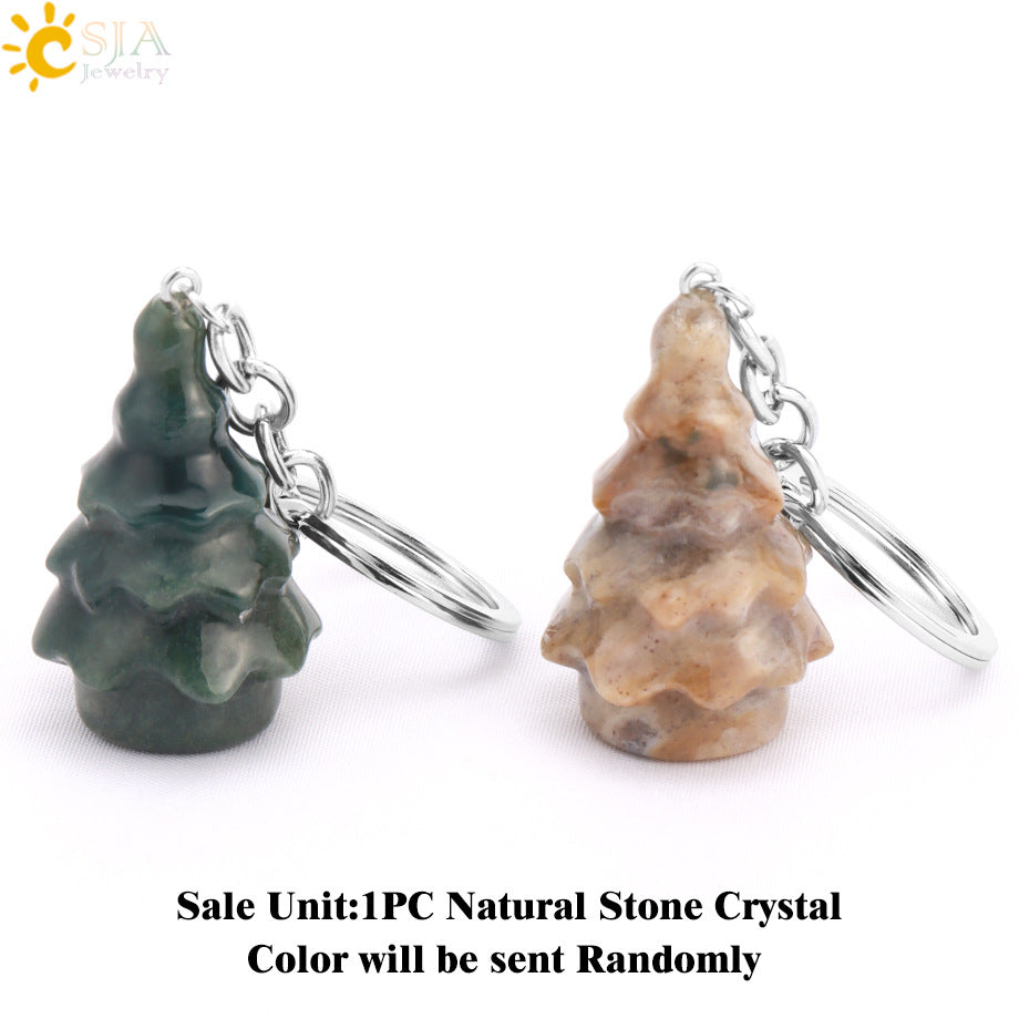 Christmas Tree Key Chain In Alloy With Multicolor Crystal Inlay, Festive Holiday Accessory