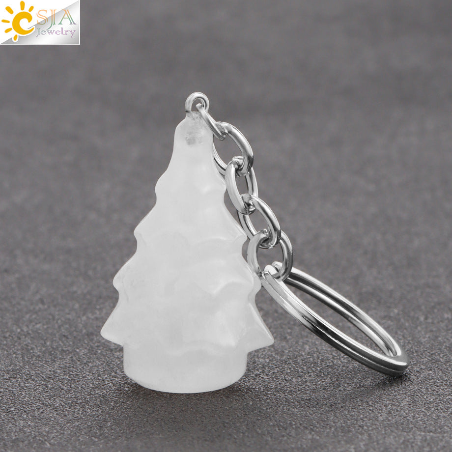 Christmas Tree Key Chain In Alloy With Multicolor Crystal Inlay, Festive Holiday Accessory