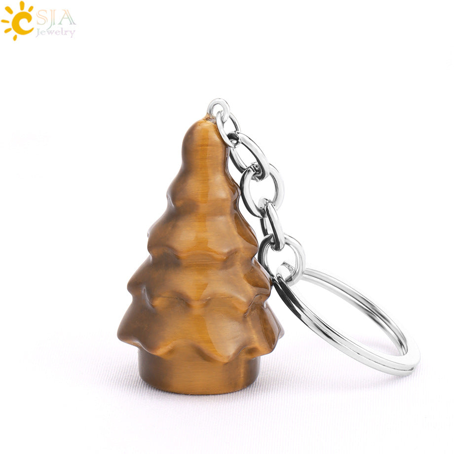 Christmas Tree Key Chain In Alloy With Multicolor Crystal Inlay, Festive Holiday Accessory