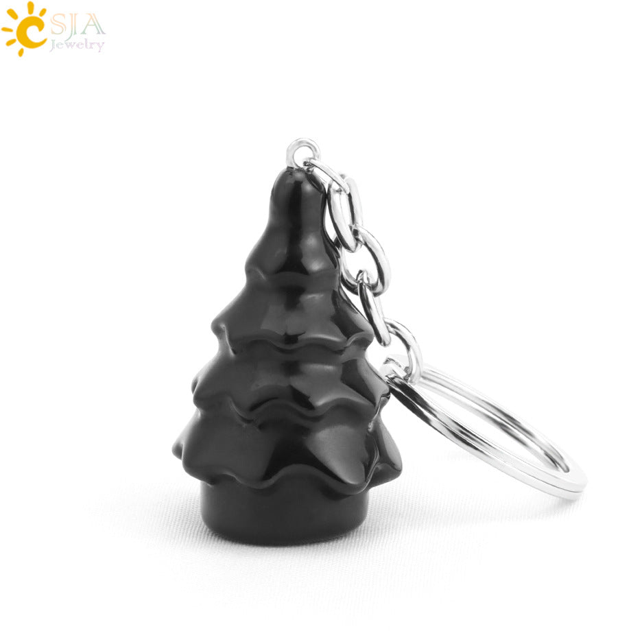 Christmas Tree Key Chain In Alloy With Multicolor Crystal Inlay, Festive Holiday Accessory