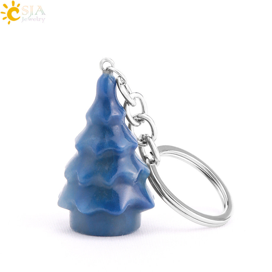 Christmas Tree Key Chain In Alloy With Multicolor Crystal Inlay, Festive Holiday Accessory