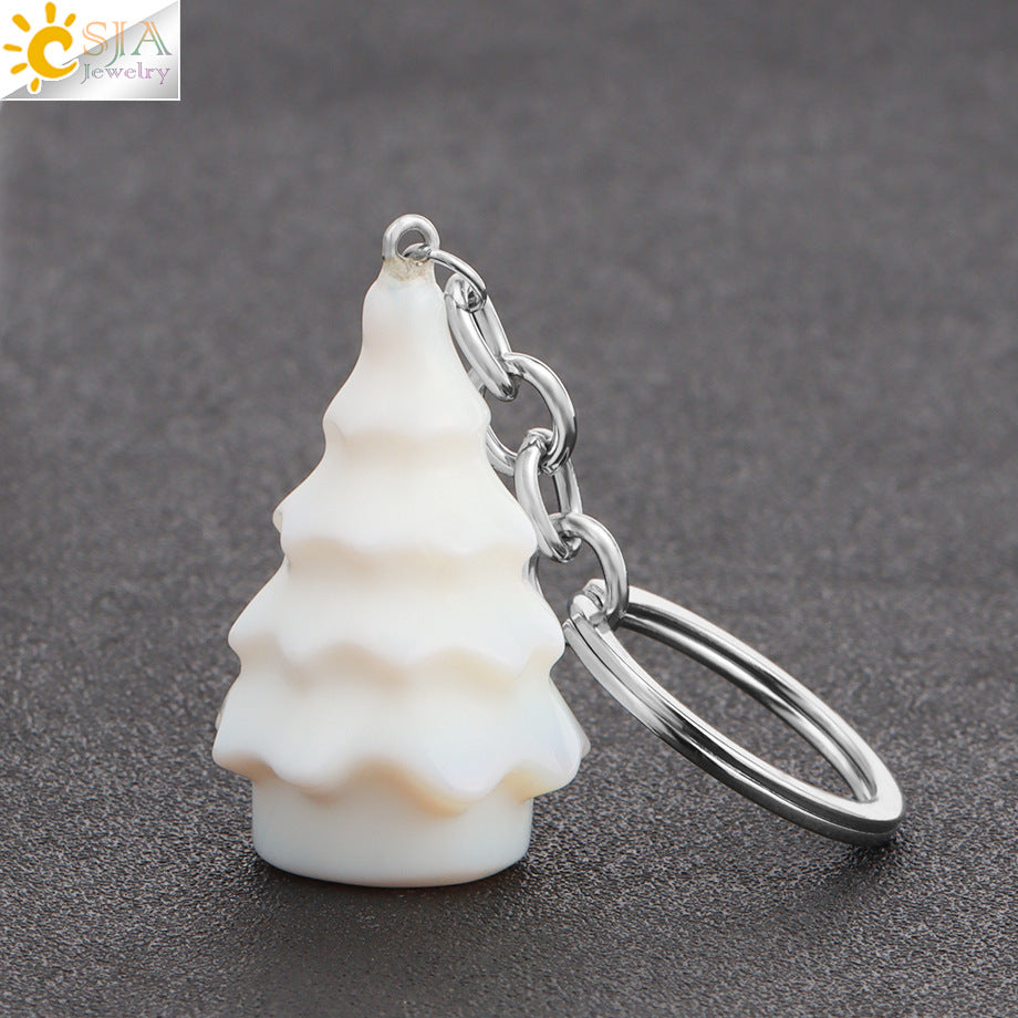 Christmas Tree Key Chain In Alloy With Multicolor Crystal Inlay, Festive Holiday Accessory