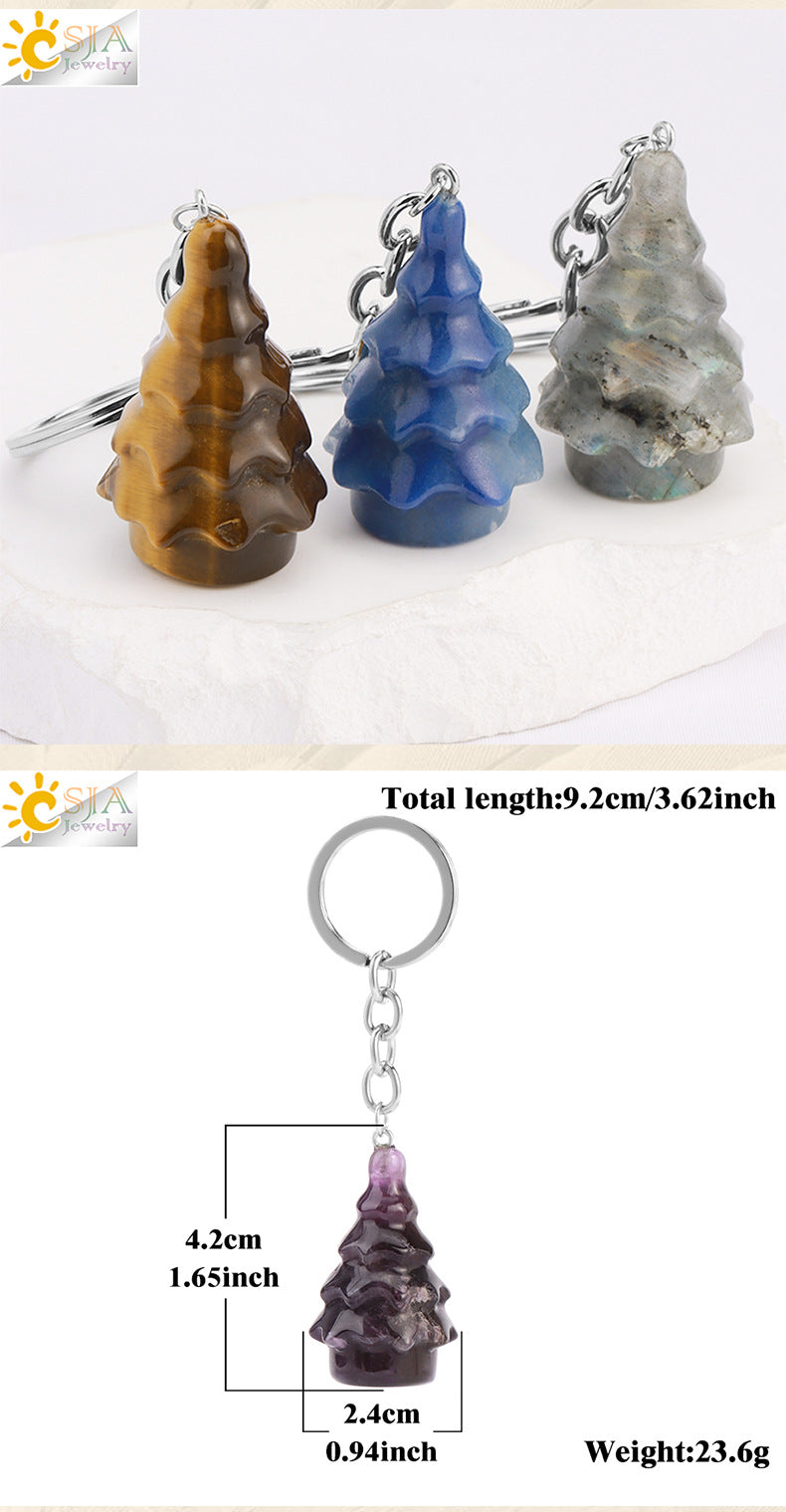 Christmas Tree Key Chain In Alloy With Multicolor Crystal Inlay, Festive Holiday Accessory