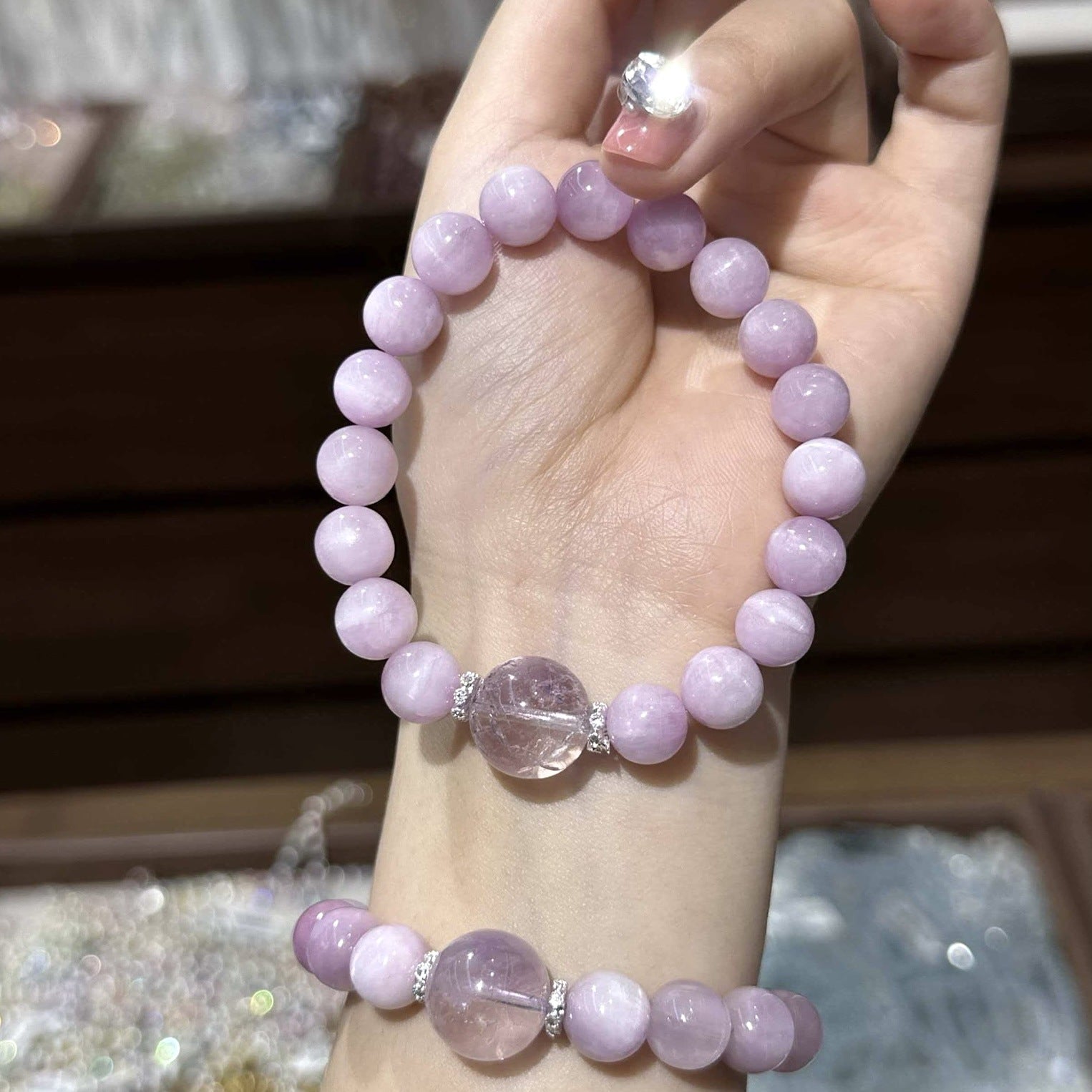 Handmade Crystal Bracelet For Women In Natural Pink, Perfect For Festival Occasions